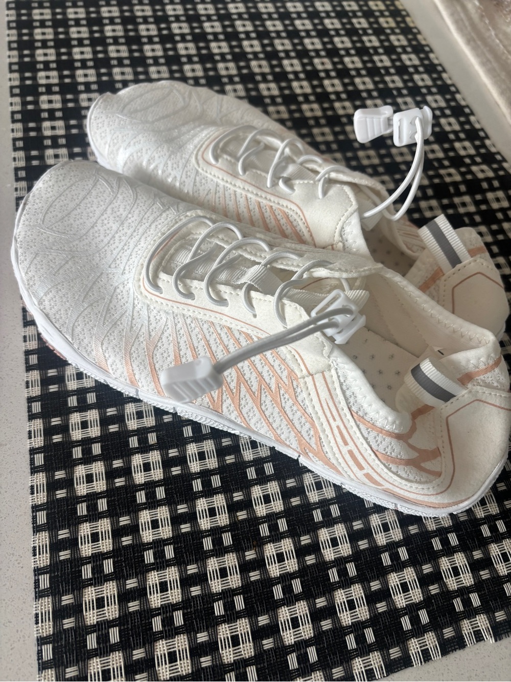 Women’s White & Light Pink Athletic Sneakers